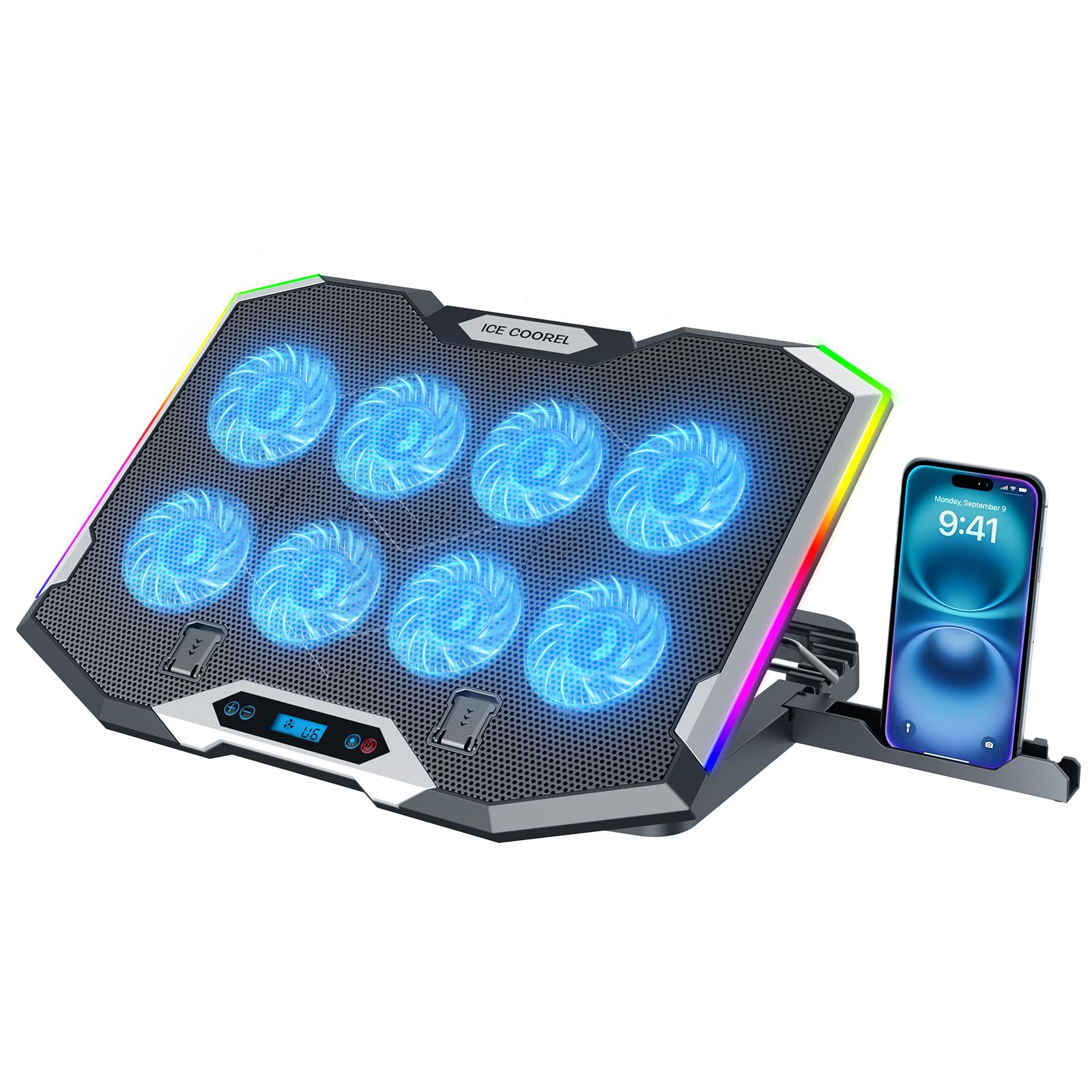 ICE COOREL Gaming Laptop Cooling Pad with 8 Cooling Fans, Laptop